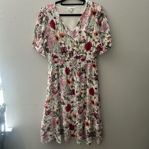Women’s floral dress with V neck line